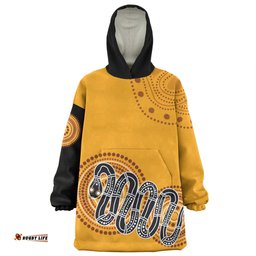 Australia Aboriginal Custom Snug Hoodie - Orange Rainbow Serpent Dreaming Inspired Snug Hoodie