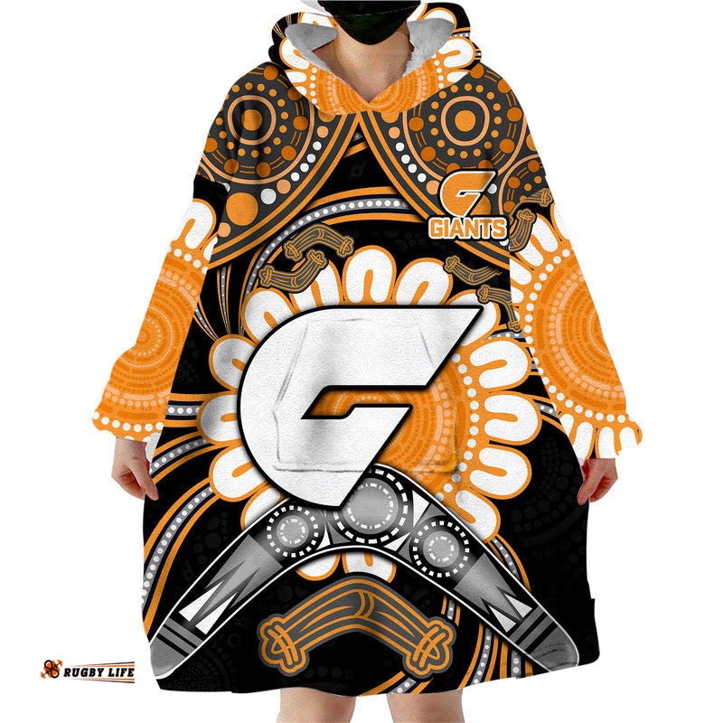 giants football wearable blanket hoodie boomerang indigenous dots