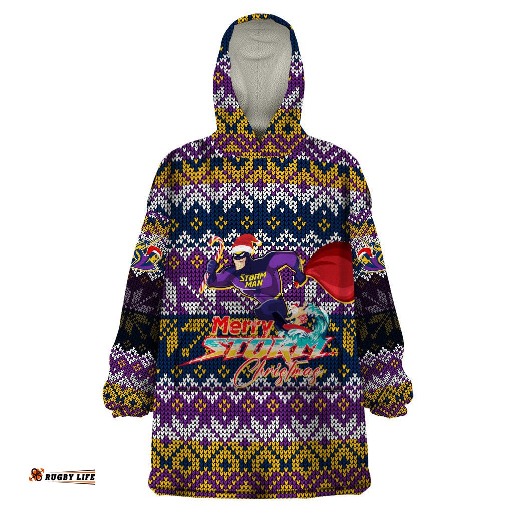 melbourne storm christmas wearable blanket hoodie merrystorm man dt02