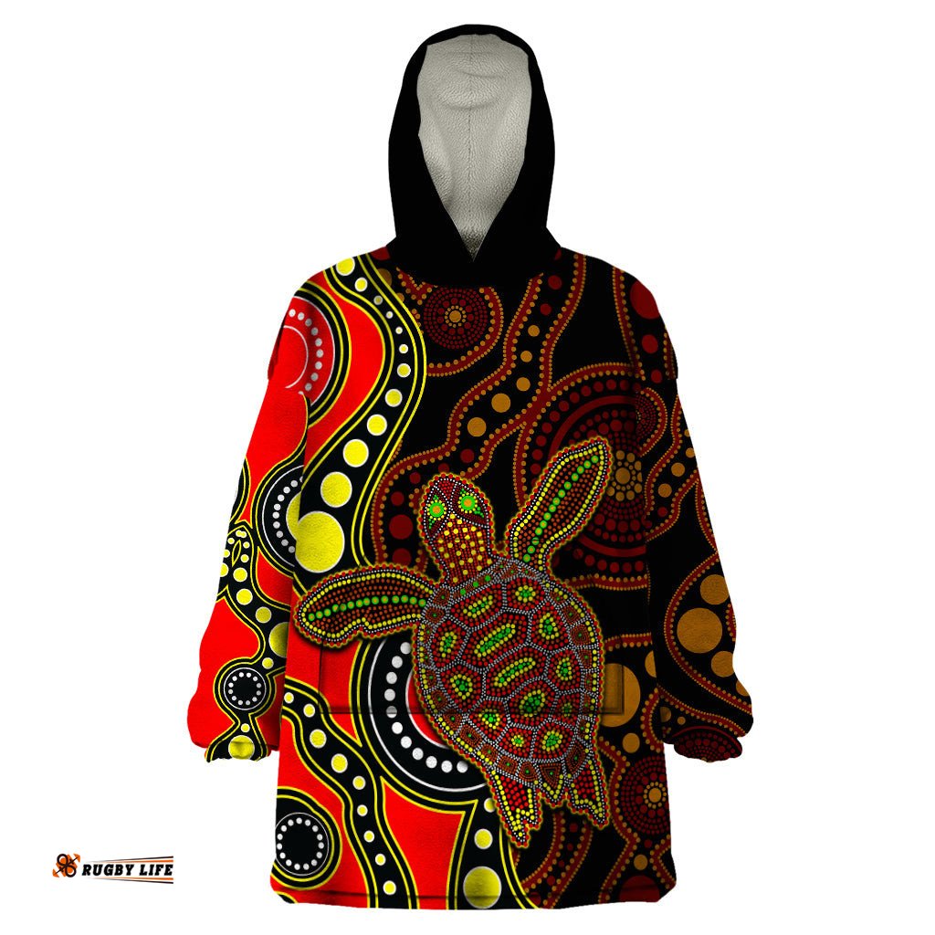 aboriginal turtle wearable blanket hoodie red style