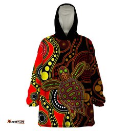 aboriginal turtle wearable blanket hoodie red style