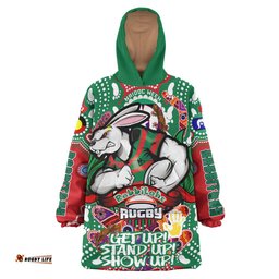 rabbitohs rugby naidoc week snug hoodie south sydney rabbitohs with aboriginal and torres strait islander culture oodie blanket