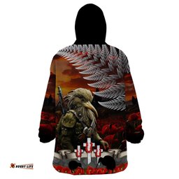 new zealand anzac day wearable blanket hoodie the ode of remembrance and silver fern lt03