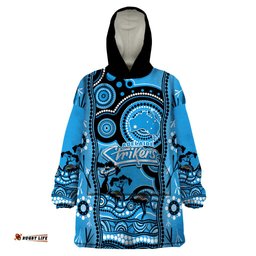 custom adelaide strikers cricket wearable blanket hoodie happy australia day aboriginal art