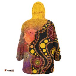 Australia Aboriginal Inspired Snug Hoodie - Australia Indigenous Flag Circle Dot Painting Art Oodie (Golden)