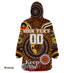 custom hawthorn hawks naidoc week 2024 wearable blanket hoodie mascot football dt02