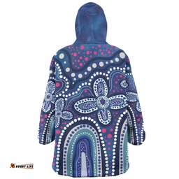 Australia Aboriginal Snug Hoodie - Dot painting illustration in Aboriginal style Blue Snug Hoodie