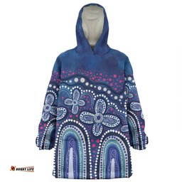 Australia Aboriginal Snug Hoodie - Dot painting illustration in Aboriginal style Blue Snug Hoodie