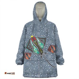 Australia Aboriginal Snug Hoodie - Stingray Art In Aboriginal Dot Style Inspired Snug Hoodie