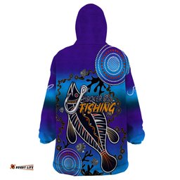 australia fishing wearable blanket hoodie hooked on fishing with aboriginal patterns dt02
