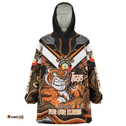 Wests Tigers Naidoc Week Custom Snug Hoodie - For Our Elders Home Jersey Oodie
