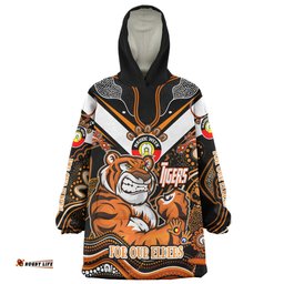 Wests Tigers Naidoc Week Custom Snug Hoodie - For Our Elders Home Jersey Oodie