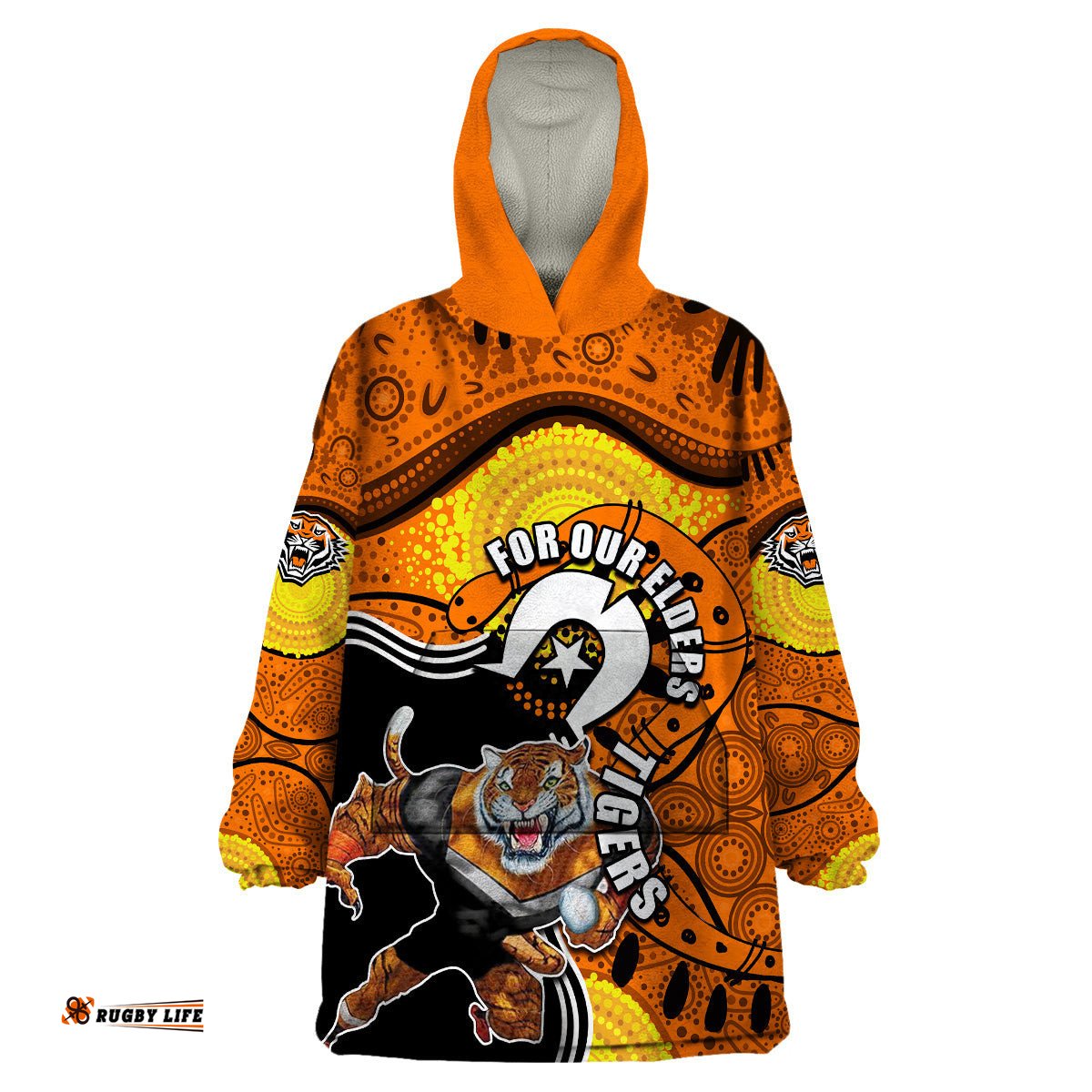 tigers mascot nrl wearable blanket hoodie naidoc