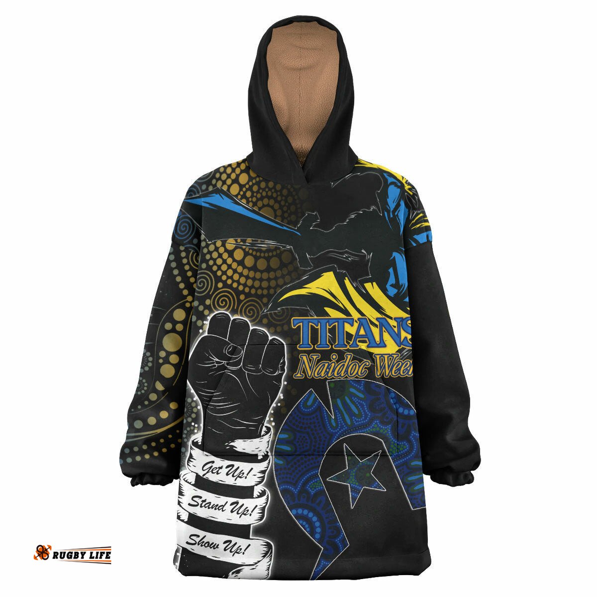 titans rugby snug hoodie custom naidoc titans aboriginal style oodie blanket