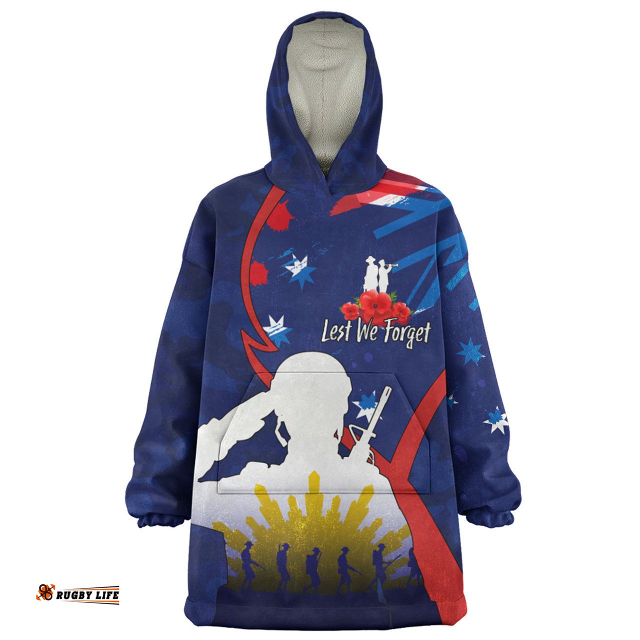 Australia Anzac Day Custom Snug Hoodie - Lest We Forget With Blue Camouflage Pattern Snug Hoodie