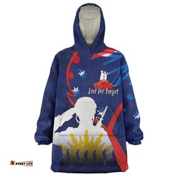 Australia Anzac Day Custom Snug Hoodie - Lest We Forget With Blue Camouflage Pattern Snug Hoodie