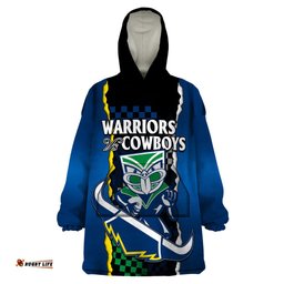 nrl combine warriors and cowboys wearable blanket hoodie