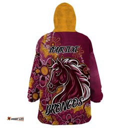 personalised broncos naidoc week 2024 wearable blanket hoodie aboriginal fire burning sparks