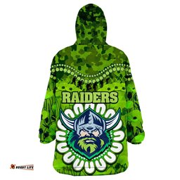 raiders rugby anzac wearable blanket hoodie camouflage poppy