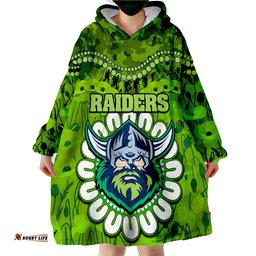 raiders rugby anzac wearable blanket hoodie camouflage poppy