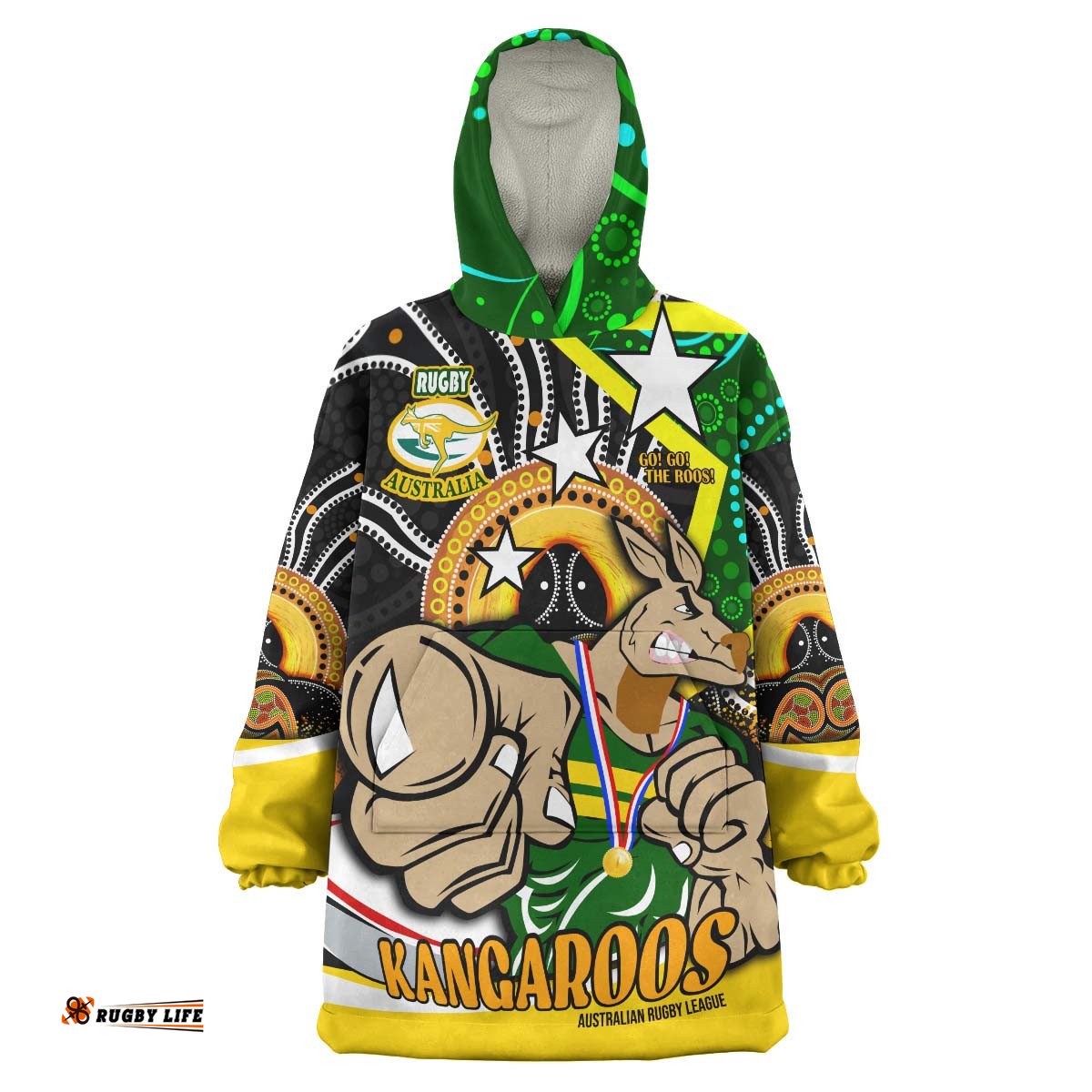 kangaroos rugby snug hoodie custom kangraroo australian rugby league go the roos indigenous wearable blanket