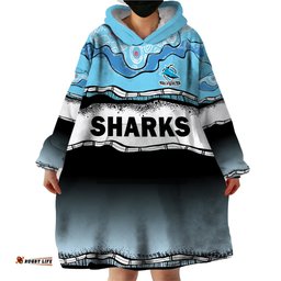 cronulla sutherland sharks rugby wearable blanket hoodie simple style