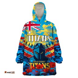 titans rugby anzac wearable blanket hoodie lest we forget