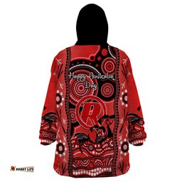 melbourne renegades cricket wearable blanket hoodie happy australia day aboriginal art