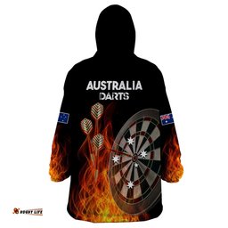 australia darts fire burning black style wearable blanket hoodie