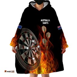 australia darts fire burning black style wearable blanket hoodie