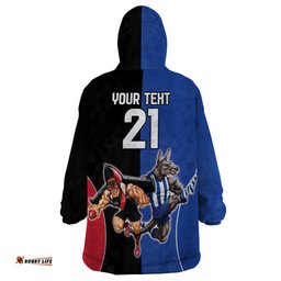 custom kangaroos and bombers wearable blanket hoodie together sporty style