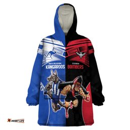 custom kangaroos and bombers wearable blanket hoodie together sporty style