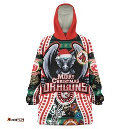St. George Illawarra Dragons Christmas Snug Hoodie - Custom Merry Christmas Dragons Oodie Blanket