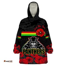 custom personalised panthers rugby anzac wearable blanket hoodie angry panther camouflage with poppy