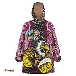 sea eagles rugby snug hoodie custom muscular eagles with rugby ball and aboriginal indigenous style oodie blanket