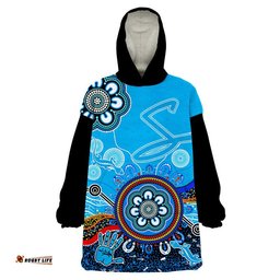 custom personalised adelaide strikers wearable blanket hoodie cricket indigenous aboriginal lizard version