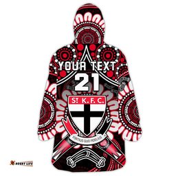 custom personalised st kilda saints wearable blanket hoodie boomerang indigenous dots