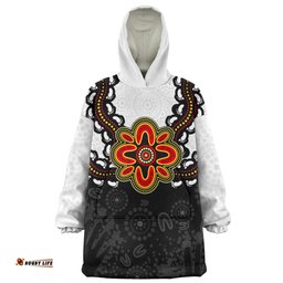 Australia Snug Hoodie Aboriginal Inspired Symbol Pattern White