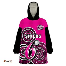 sydney sixers cricket wearable blanket hoodie champions bbl12 proud indigenous art