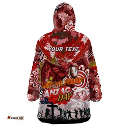 personalised dragons anzac day wearable blanket hoodie aboriginal rising sun dt02