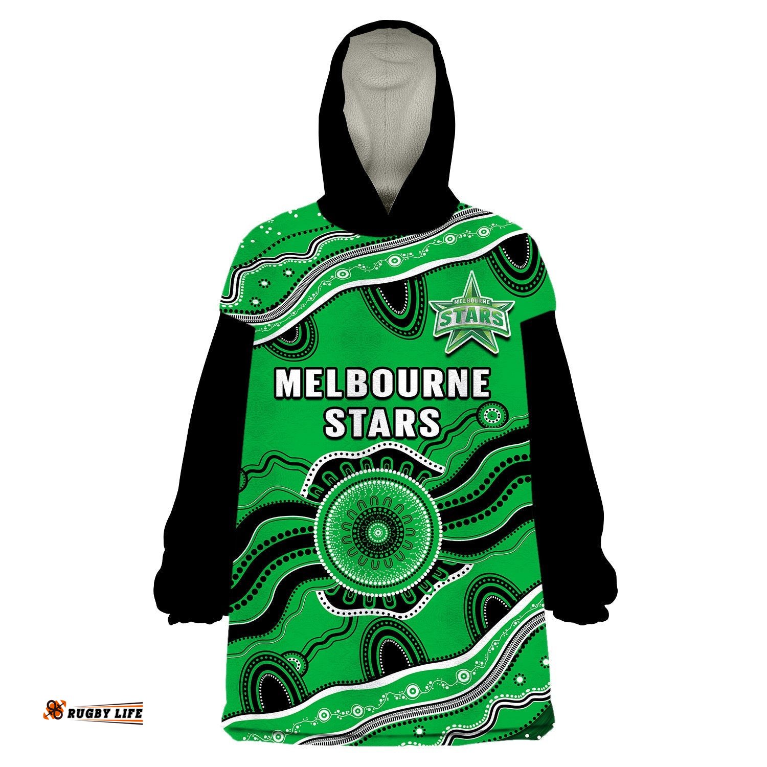 custom text and number stars cricket wearable blanket hoodie melbourne aboriginal painting