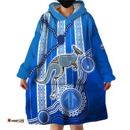 custom text and number kangaroos indigenous wearable blanket hoodie north melbourne football