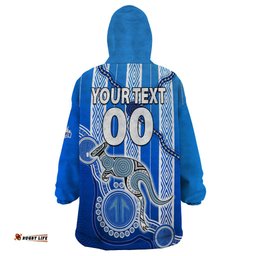 custom text and number kangaroos indigenous wearable blanket hoodie north melbourne football