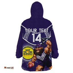 custom afl dockers naidoc week wearable blanket hoodie keep the fire burning indigenous art