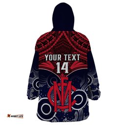 personalised melbourne football wearable blanket hoodie go demons aboriginal mix polynesian pattern