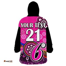 custom personalised sydney sixers wearable blanket hoodie cricket indigenous aboriginal lizard version