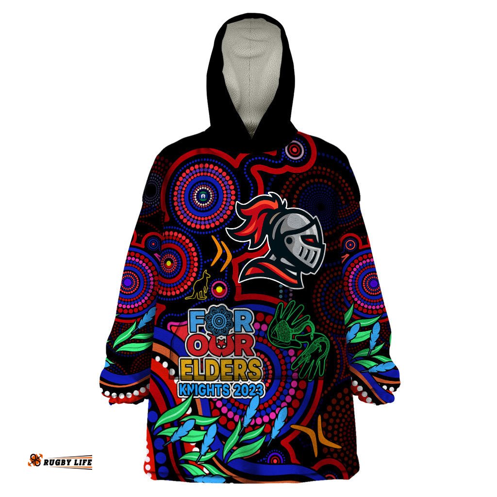 knights rugby aboriginal art wearable blanket hoodie naidoc indigenous tribal
