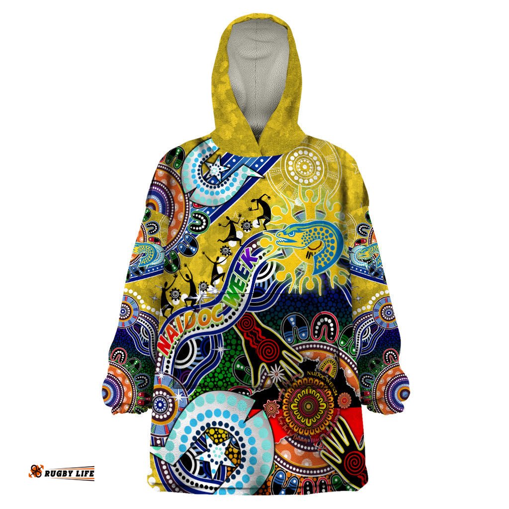 personalised eels naidoc week 2024 wearable blanket hoodie australia aboriginal dot painting dt02