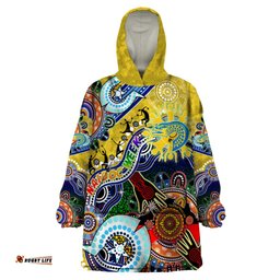 personalised eels naidoc week 2024 wearable blanket hoodie australia aboriginal dot painting dt02