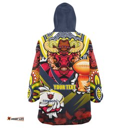 North Queensland Cowboys Premierships Snug Hoodie - Custom "Go North Queensland Cowboys!" Champion Claw Scratch Culture Oodie Blanket